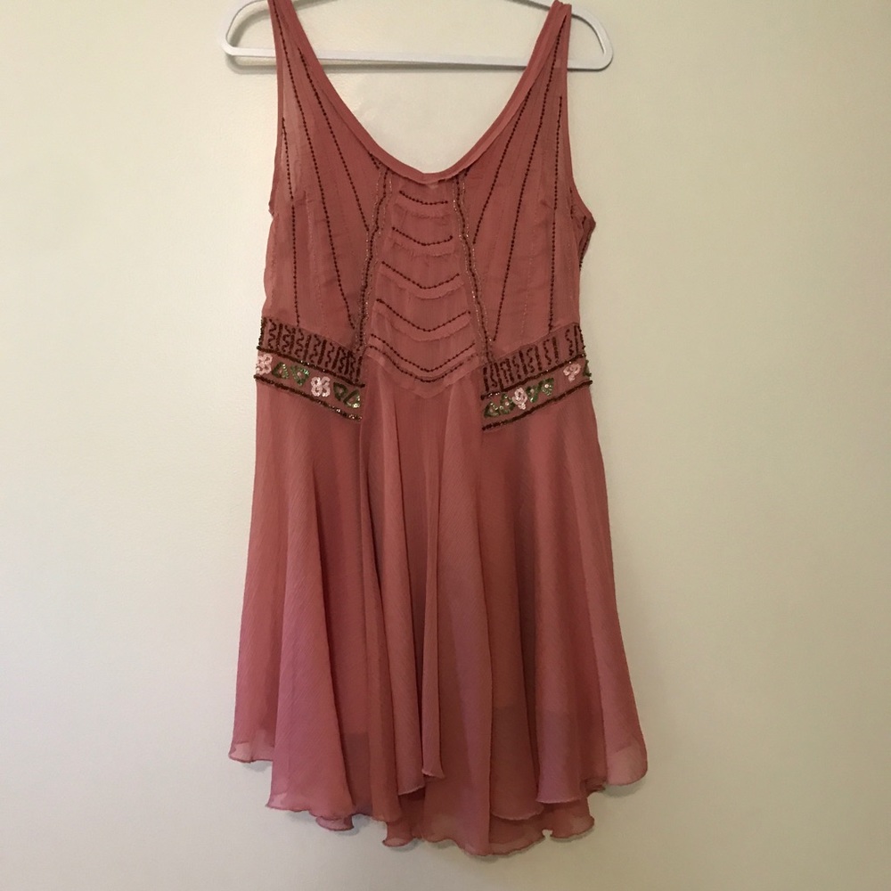 Free People! Blush pink beaded dress